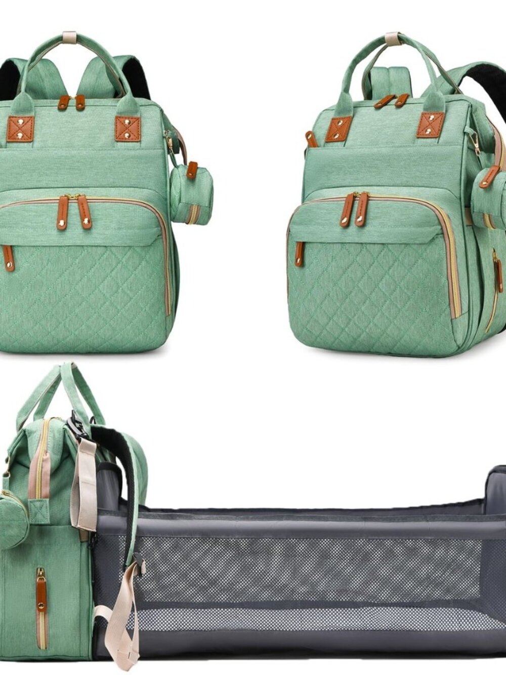 Diaper Bag with Changing Station, Baby Backpack with Foldable Changing Pad